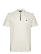 Mercerised Pique Zip Reg Polo Cream Tommy Hilfiger