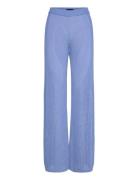 Wide-Leg Pointelle Knitted Pants Blue Lexington Clothing