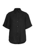 Rel Linen Ss Shirt Black GANT