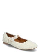 Bialilja Trimmed Mary Jane Textile White Bianco