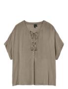 Vmbente Ss Wide Top Wvn Ga Khaki Vero Moda