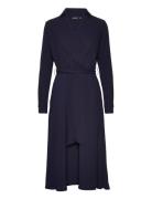 Long-Sleeve Georgette Midi Dress Navy Lauren Ralph Lauren