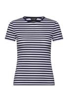Striped Stretch Cotton Crewneck Tee Navy Lauren Ralph Lauren