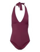 Sculpt - 1 Piece Unwired Swimsuit Burgundy Etam