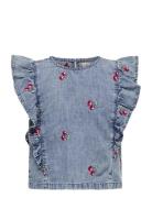 Kmgdandy Frill Cherry Top Dnm Blue Kids Only