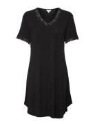 Bamboo - Nightdress With Short Slee Black Lady Avenue