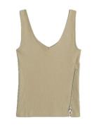 Asymmetrical Zip Slim Tank Top Wmn Beige G-Star RAW