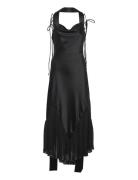 Poppy Pleat Detailed Slip Maxi Dress Black Malina