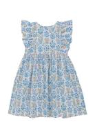 Dress Ss In Liberty Fabric Blue Huttelihut