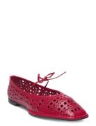 Sway Slit Leather Ballet Flats Red ALOHAS