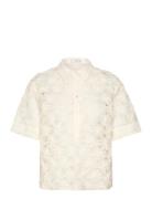 Openwork Floral Textured Shirt Cream Mango