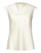 Satin Blouse With Draped Neck White Mango
