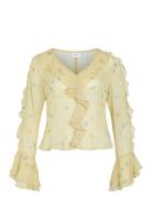 Viemmy L/S V-Neck Frill Top Yellow Vila