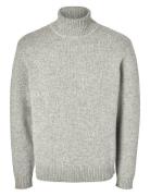 Slhcody Ls Knit Relaxed Roll Neck Grey Selected