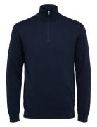 Slhberg Ls Half Zip Noos Navy Selected