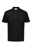 Slhfave Zip Ss Polo Noos Black Selected