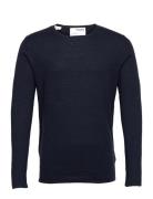 Slhrome Ls Knit Crew Neck Noos Navy Selected