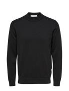 Slhrobert Ls Knit Mock Neck Black Selected