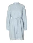 Slftatiana Ls Short Embr Dress Noos Blue Selected