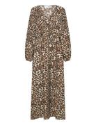Slfsalli-Damina Ls Aop Ankle Dress B Brown Selected