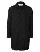Slhwalter Waxed Cotton Coat Black Selected