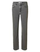 Slfalice Mw Straight Eloise Grey Jeans Grey Selected