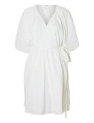 Slfhannah 2/4 Short Wrap Broderi Dress D White Selected