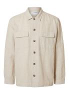 Slm-Leroy Linen Blend Overshirt Ls Noos Beige Selected