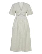 Slfvittoria Ss Striped Midi Shirt Dress Beige Selected