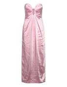 Clea Satin Maxi Dress Pink Bardot