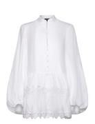 Antonia Lace Trim Mini Dress White Bardot