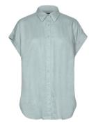 Relaxed Fit Linen Short-Sleeve Shirt Blue Lauren Women