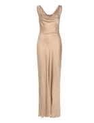 Leah Cowl Satin Maxi Dress Beige Malina