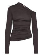 Drape Asymmetric Lyocell Top Brown Weekday