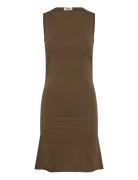 Gathered Jersey Mini Dress Brown Monki