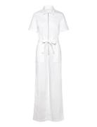 Denim Jumpsuit Belt White Mango