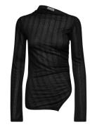 Asymmetric Long Sleeve Top Black Weekday