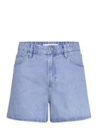 High-Waisted Straight-Fit Denim Shorts Patterned Mango