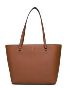 Crosshatch Leather Medium Karly Tote Brown Lauren Ralph Lauren