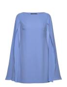 Cape Georgette Cocktail Dress Blue Lauren Ralph Lauren