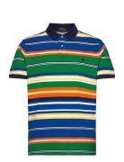 Custom Slim Fit Striped Mesh Polo Shirt Navy Polo Ralph Lauren