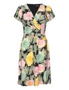 Floral Stretch Jersey Surplice Dress Silver Lauren Ralph Lauren