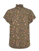 Floral Georgette Flutter-Sleeve Shirt Green Lauren Ralph Lauren