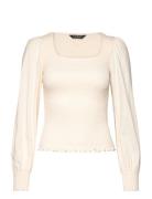 Smocked Jersey Blouson-Sleeve Top Cream Lauren Ralph Lauren
