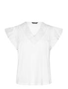 Lace-Trim Jersey Flutter-Sleeve Tee White Lauren Ralph Lauren
