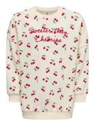 Kmgcherry L/S Ovz Ck Printed Ub Swt Cream Kids Only