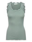 Rwbabette Sl U-Neck Long Lace Top Green Rosemunde