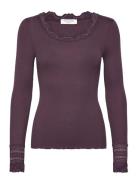 Silk T-Shirt W/ Lace Burgundy Rosemunde