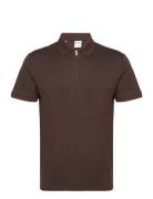 Slhfave Zip Ss Polo Noos Brown Selected