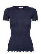 Rwbernadine Organic Ss O-Neck T-Sh Navy Rosemunde
